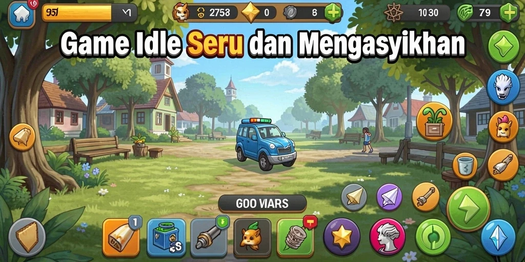 Screenshot menunjukkan gameplay santai dan manajemen sumber daya di 2757.