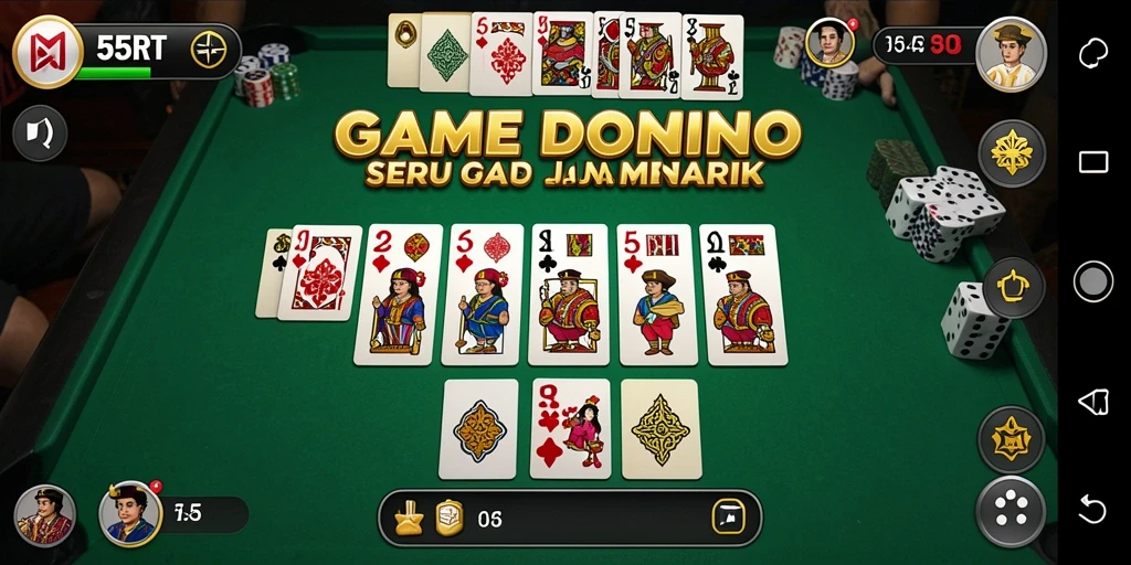 Tampilan gameplay Domino yang seru dan interaktif di 55RT.
