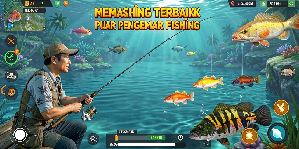 Screenshot game 898A menampilkan aksi memancing yang menarik dan lokasi indah.