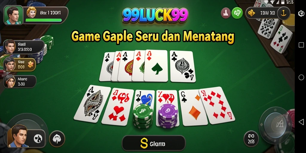 Tangkapan layar gameplay 99LUCK99 menampilkan suasana bermain Gaple yang menarik.