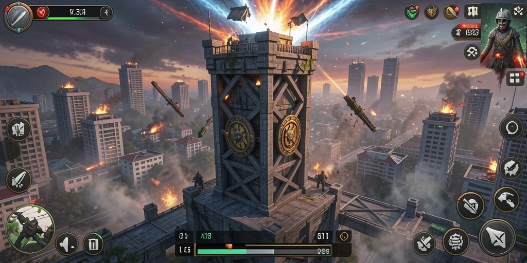 Screenshot gameplay BOY303 menampilkan aksi Tower Defense yang seru.