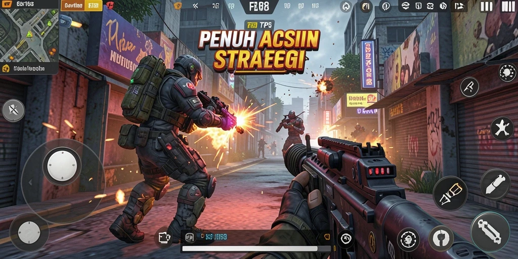Tampilan gameplay TPS yang mendebarkan dari FB168.