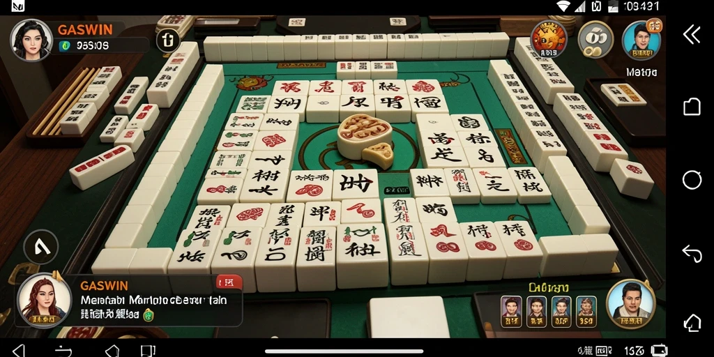 Gameplay <strong>GASWIN</strong> dengan ubin-ubin Mahjong yang berwarna-warni dan menantang.