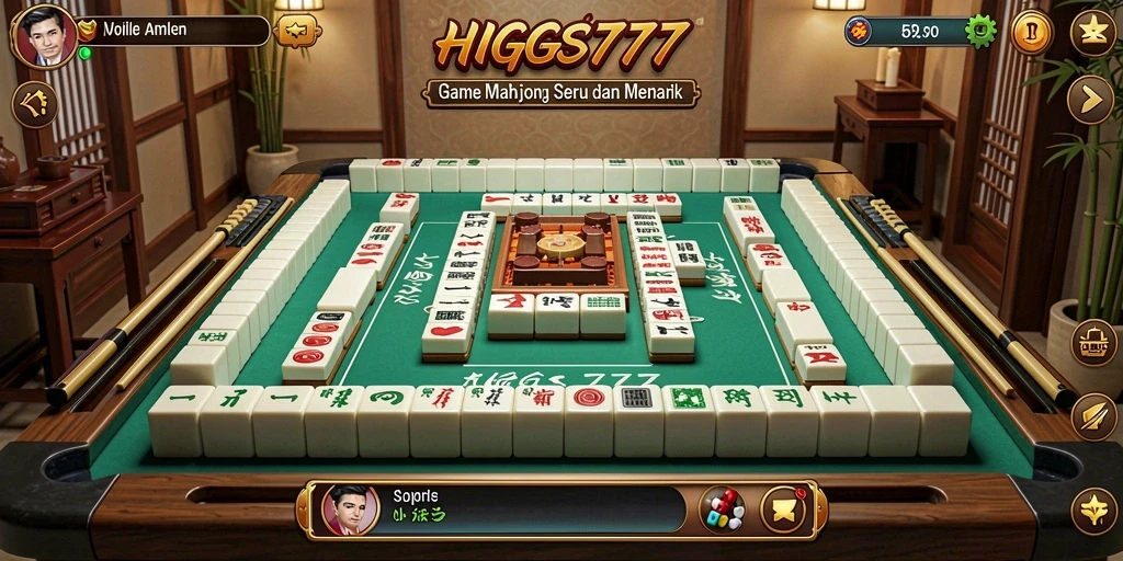 Tampilan gameplay menarik dalam HIGGS777 dengan latar belakang estetis.