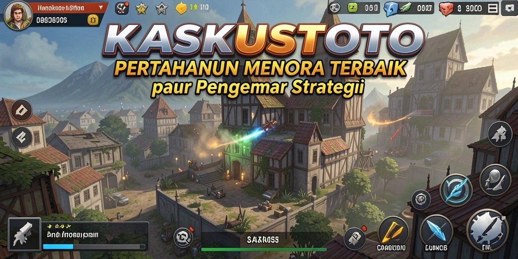 Tampilan gameplay seru di KASKUSTOTO dengan menara yang diperlihatkan.