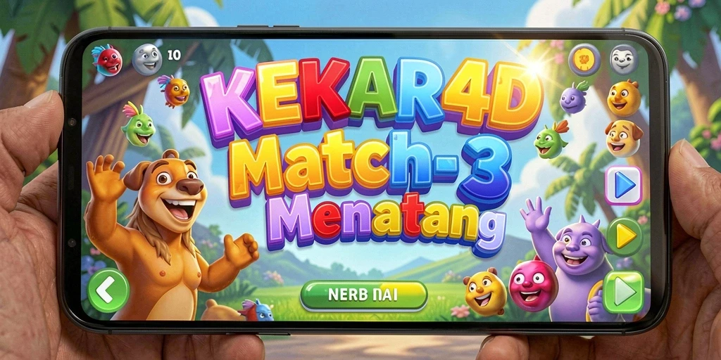 Screenshot utama KEKAR4D menampilkan gameplay Match-3 yang seru.
