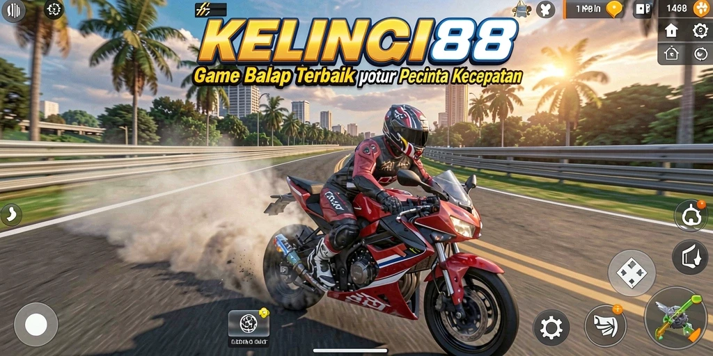 Gameplay KELINCI88 menampilkan balapan motor yang menegangkan.