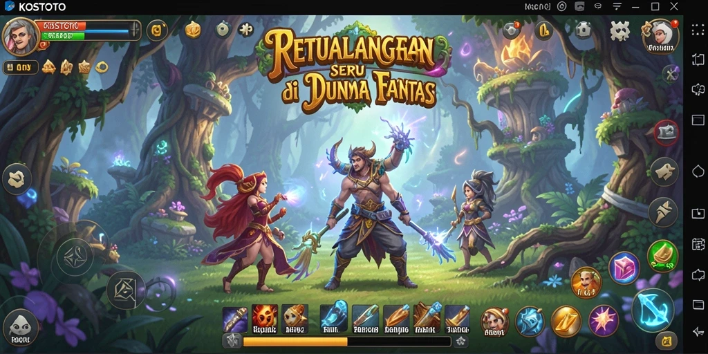 Tampilan gameplay KOSTOTO yang penuh aksi dan petualangan.
