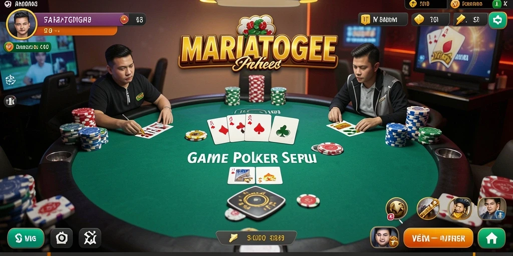 Tampilan gameplay menarik MARIATOGEL yang penuh aksi Poker.