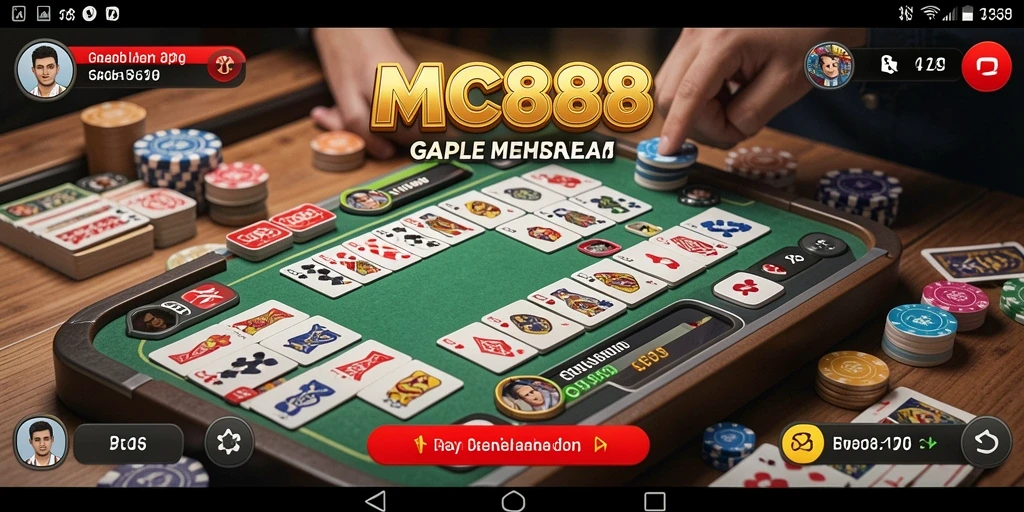 Tampilan gameplay Gaple seru di MC888 dengan teman-teman.