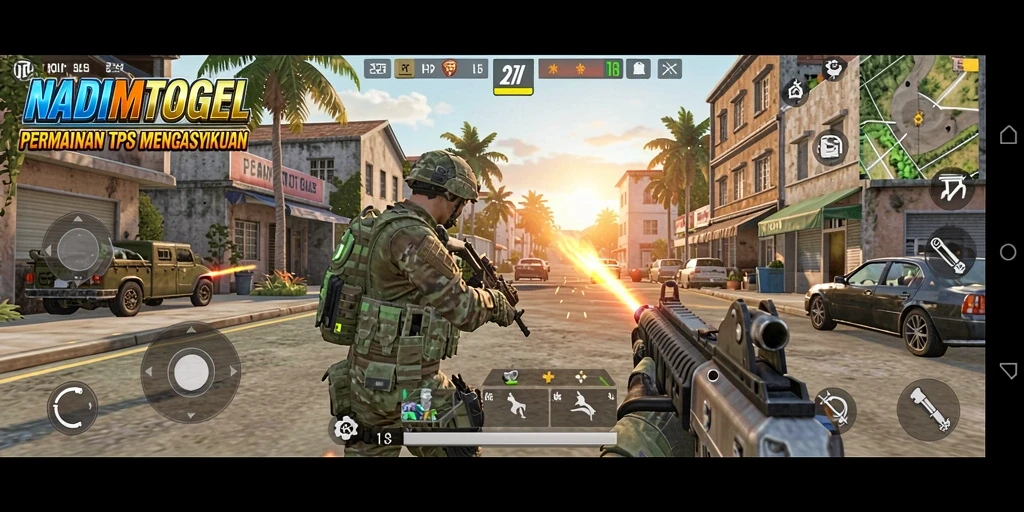 Screenshot gameplay NADIMTOGEL yang menampilkan aksi TPS yang mendebarkan.