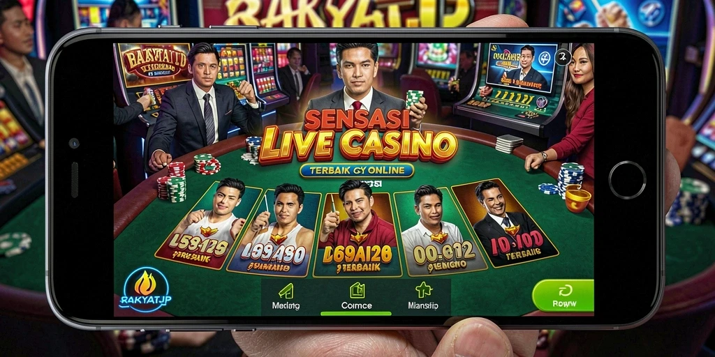 Screenshot RAKYATJP menunjukkan pengalaman live casino yang autentik dan interaktif.