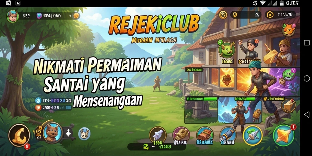 Tangkapan layar menunjukkan gameplay REJEKICLUB yang seru dan penuh warna.