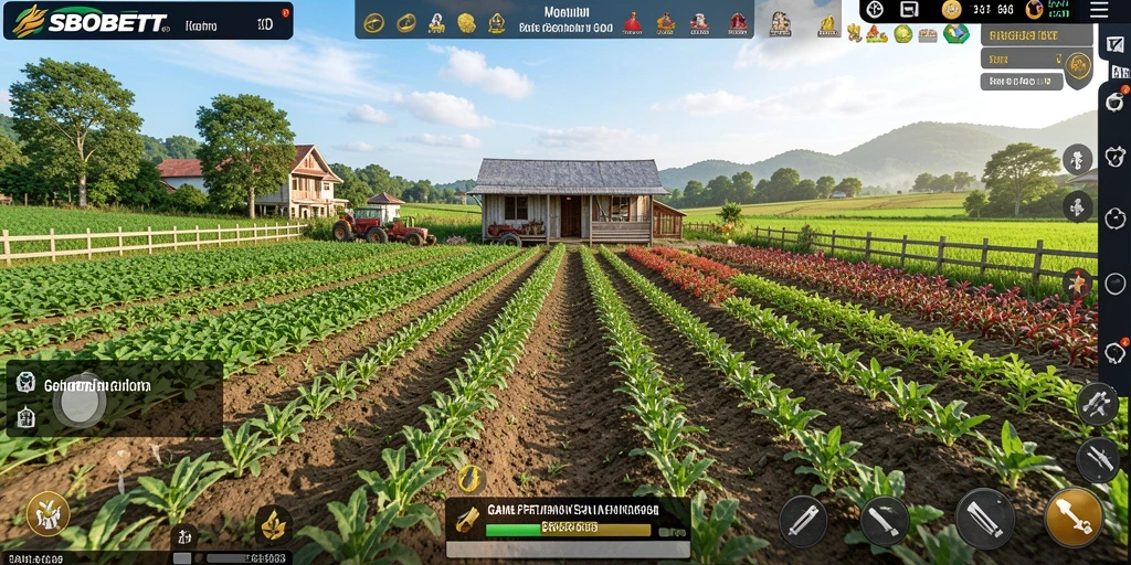 Screenshot SBOBET menampilkan gameplay seru saat merawat ladang pertanian.