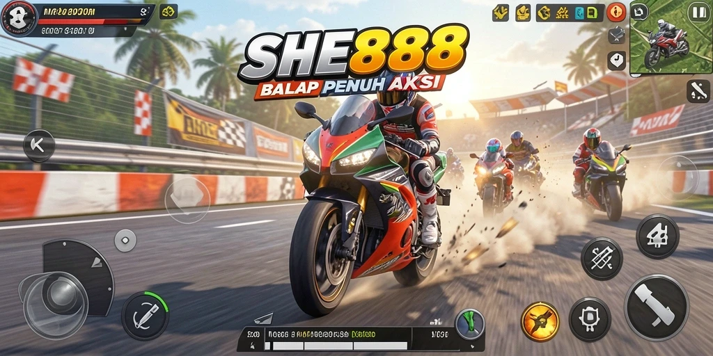 Gambaran menarik gameplay penuh aksi balapan motor.