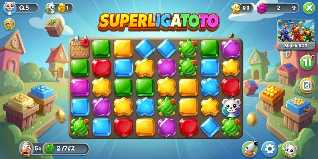 Screenshot gameplay SUPERLIGATOTO yang menampilkan keseruan mencocokkan item.