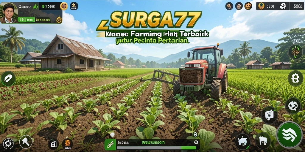 Tampilan gameplay SURGA77 menampilkan aktivitas bertani yang seru.