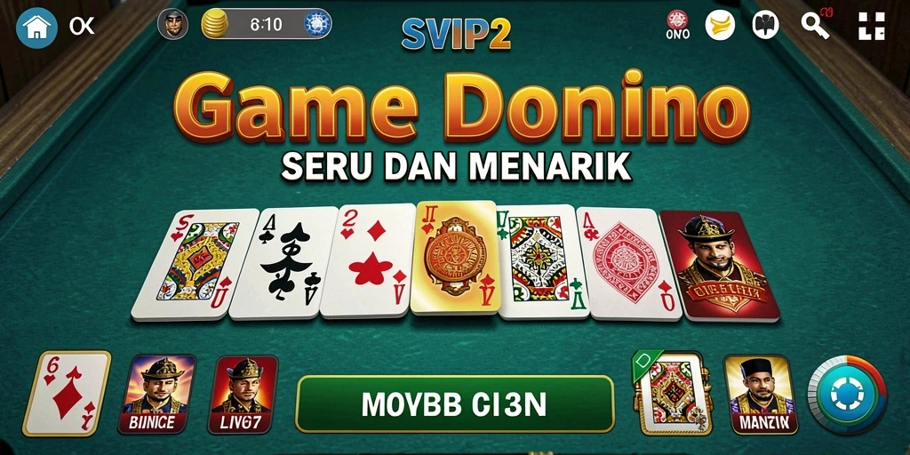 Screenshot gameplay SVIP2 yang menunjukkan suasana permainan domino.
